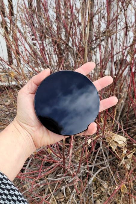 Obsidian Mirror 4" 6" 7" inches * Hand carved in Mexico * Scrying Mirror * Spiritual Protection * Shaman * Shadow Work * Divination