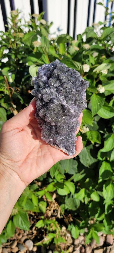 Beautiful Amethyst Cluster Crystal with green tones & purple points