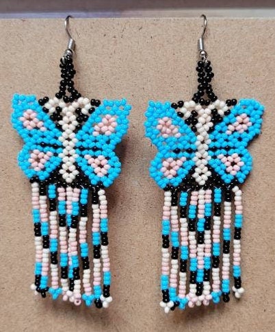 Butterfly Shakira Earrings traditional Beaded Mexican jewelry