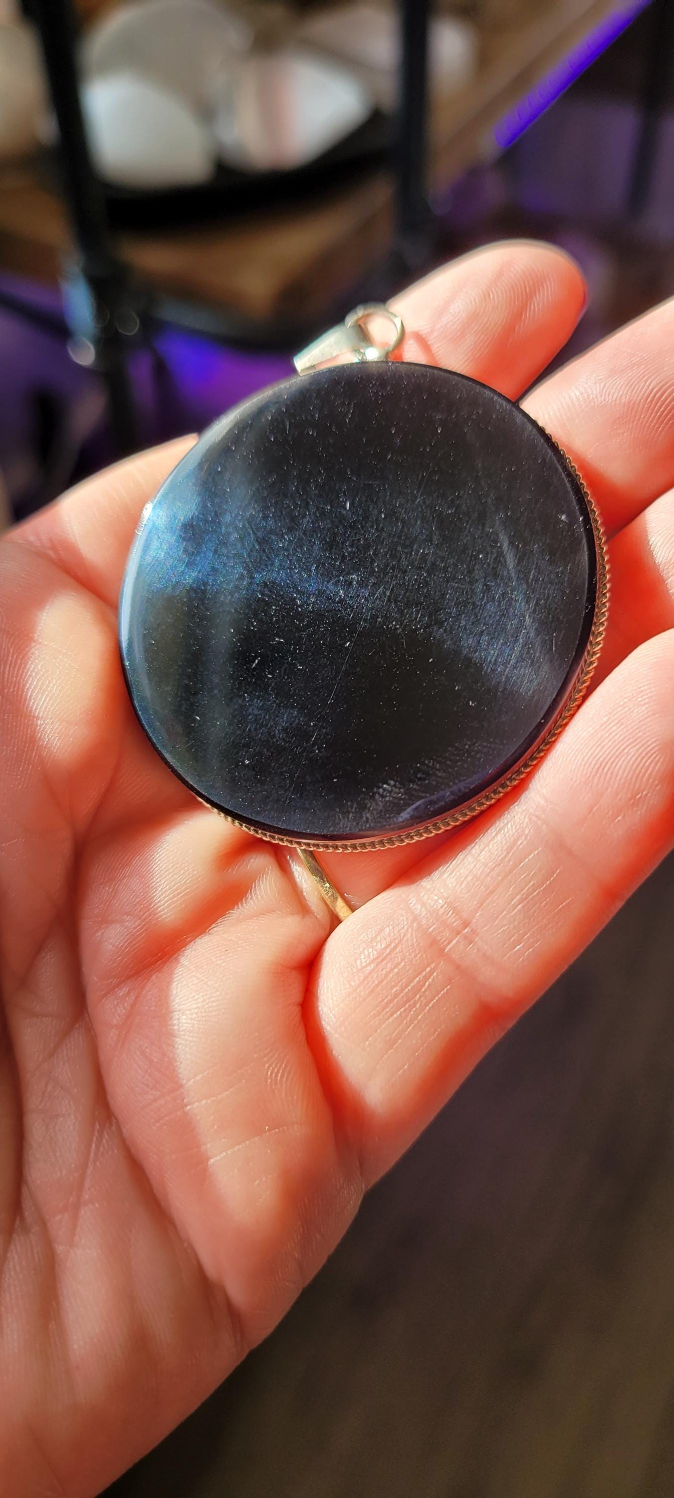 Aztec Calendar Obsidian Mirror Pendant • Hand Carved • Scrying Tool • Shadow Work • Spiritual Jewelry • Shamanic Protection w Necklace