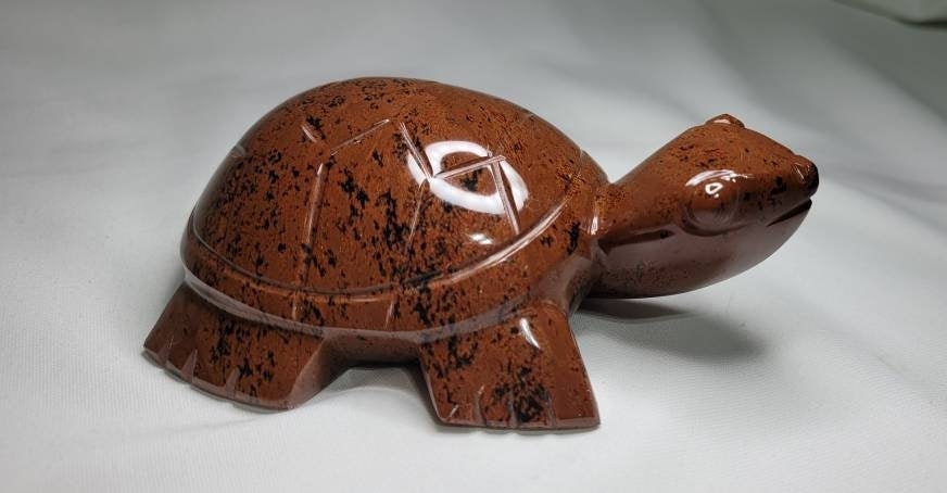 Mahogany Obsidian Turtle Hand Carved from Mexico * Paper Weight * Alter * Sea Creature * Magical Creature * Reiki * Root Sacral Solar Plexus