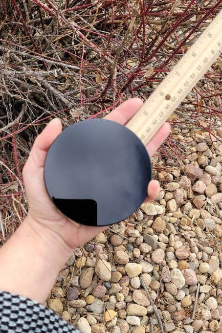 Obsidian Mirror 4" 6" 7" inches * Hand carved in Mexico * Scrying Mirror * Spiritual Protection * Shaman * Shadow Work * Divination