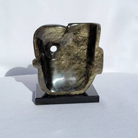 Golden Sheen Obsidian Duality ( Life "Face" / Death "Skull" ) Mask * Aztec & Mayan