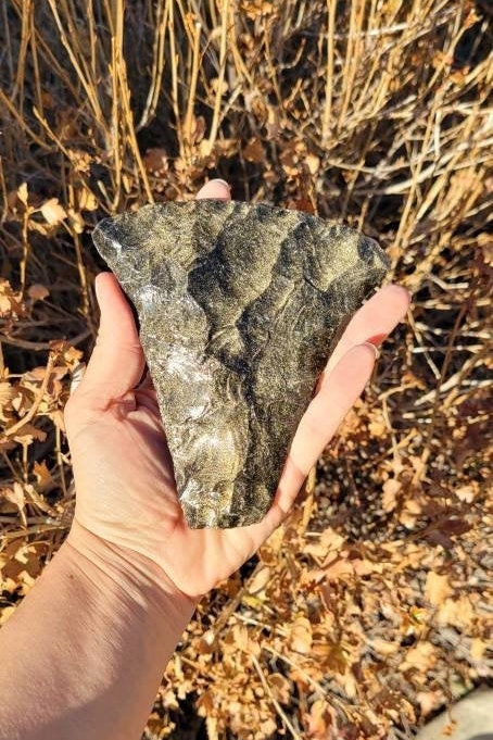 Obsidian & Golden Sheen Obsidian Blade • Ritual Cord Cutting Tool • Energy Clearing • Raw Volcanic Arrowhead • Shamanic Ceremonies