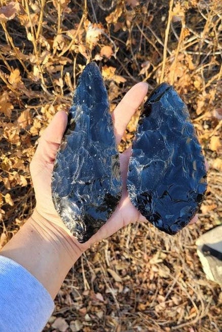 Obsidian & Golden Sheen Obsidian Blade • Ritual Cord Cutting Tool • Energy Clearing • Raw Volcanic Arrowhead • Shamanic Ceremonies