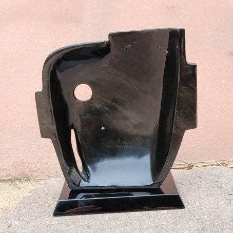 Etched Golden Sheen Obsidian Duality ( Life "Face" / Death "Skull" ) Mask * Aztec & Mayan * Alter Space *