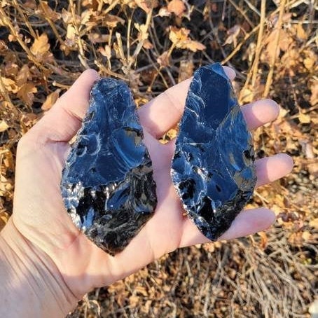 Obsidian & Golden Sheen Obsidian Blade • Ritual Cord Cutting Tool • Energy Clearing • Raw Volcanic Arrowhead • Shamanic Ceremonies