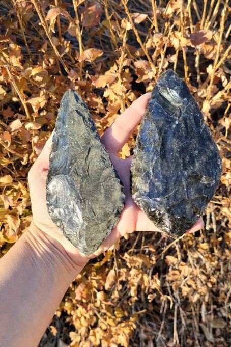 Obsidian & Golden Sheen Obsidian Blade • Ritual Cord Cutting Tool • Energy Clearing • Raw Volcanic Arrowhead • Shamanic Ceremonies