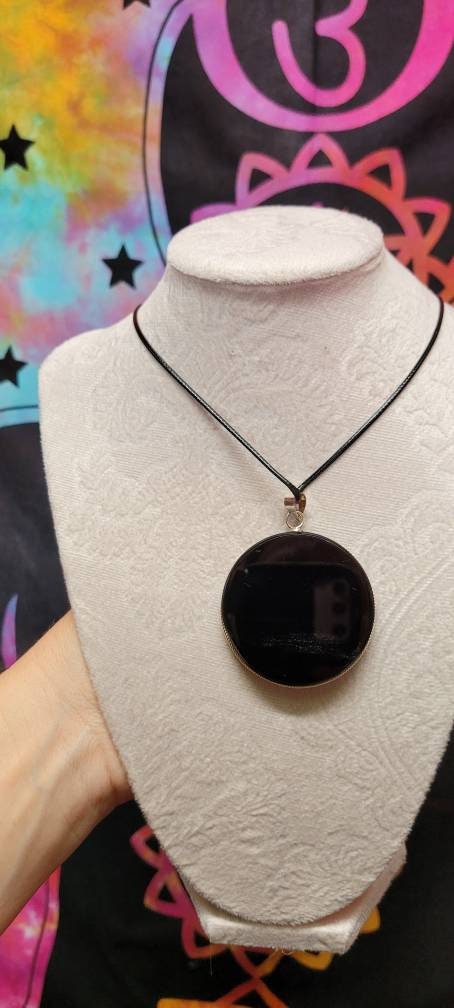 Eclipse Obsidian Pendant Moon Sun