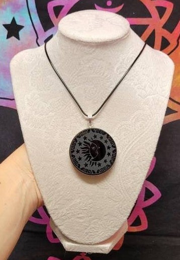 Eclipse Obsidian Pendant Moon Sun