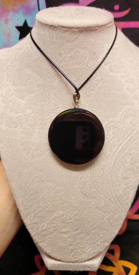 God of Death Aztec Obsidian Pendant Mirror