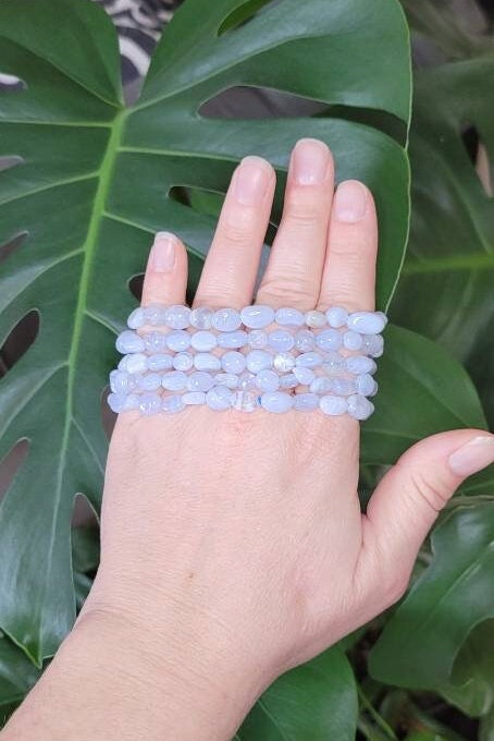 Blue Lace Agate Bracelet * Natural Calming Stone * Communication * Peace * Throat Chakra * Healing Crystal * Reiki Energy Gift