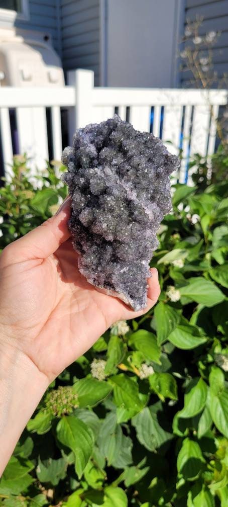 Beautiful Amethyst Cluster Crystal with green tones & purple points