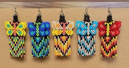 Butterfly Shakira Earrings traditional Beaded Mexican jewelry