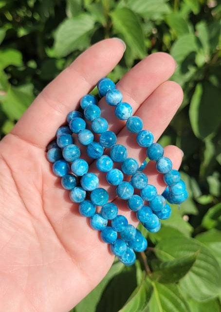 Apatite Beaded Bracelet * Manifestation Crystal * Motivation * Throat Chakra * Focus * Healing Energy * Unisex * Gift for Her or Him