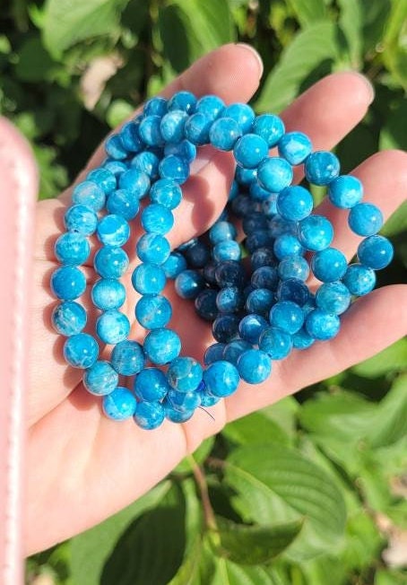 Apatite Beaded Bracelet * Manifestation Crystal * Motivation * Throat Chakra * Focus * Healing Energy * Unisex * Gift for Her or Him