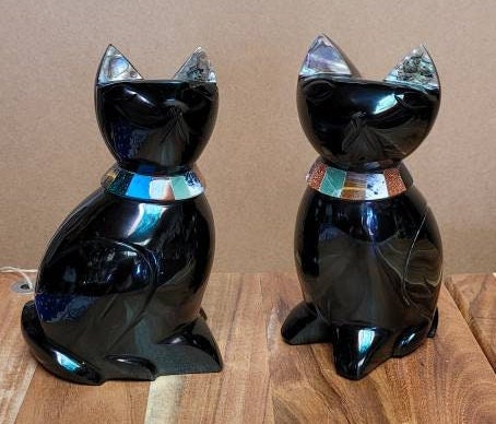 Obsidian Cat Handcarved from Mexico