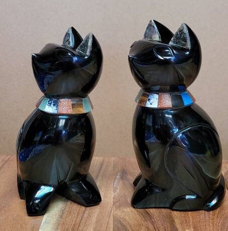 Obsidian Cat Handcarved from Mexico