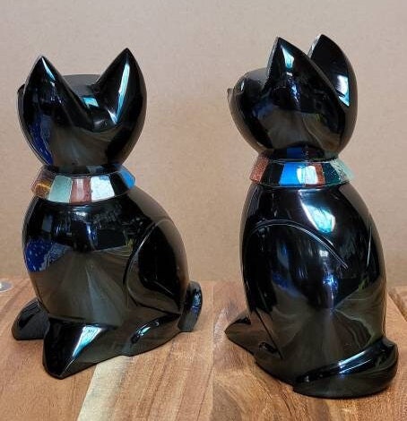 Obsidian Cat Handcarved from Mexico