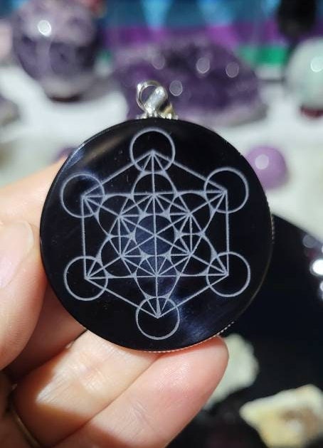Metatron * Sacred Geometry Symbol * Obsidian Pendant * Ancient Wisdom