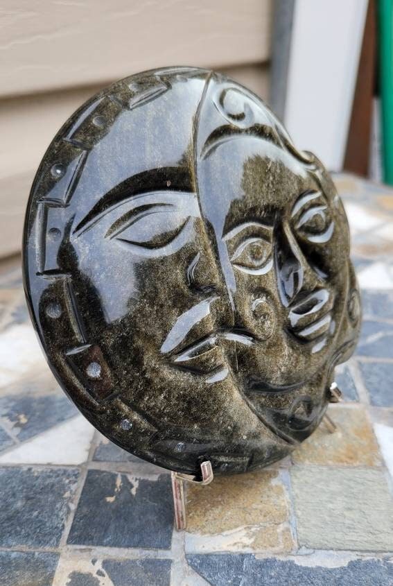 Golden Sheen Obsidian Eclipse Hand Carved From Mexico #3