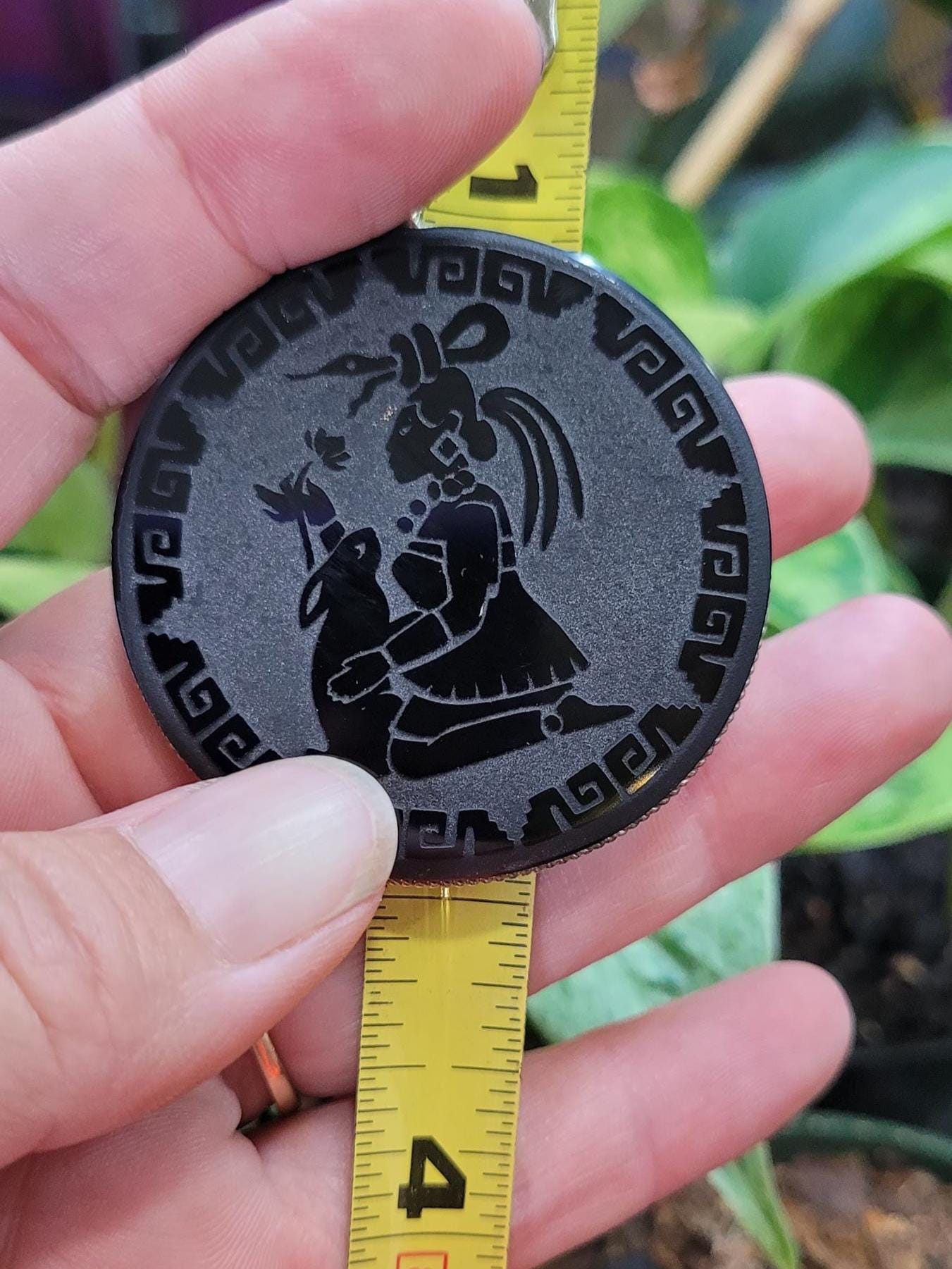 Ixchel Moon Goddess Obsidian Pendant • Handmade Etched Jewelry • Mayan Moon Magic • Protection Amulet • Spiritual Gift 2"